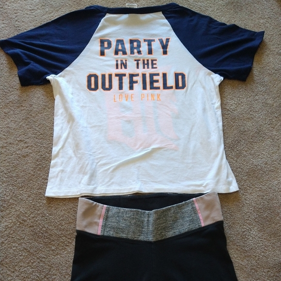 VS PINK VICTORIA SECRET SEQUIN BLING DETROIT TEE & LEGGINGS S SMALL DOG - Picture 4 of 11